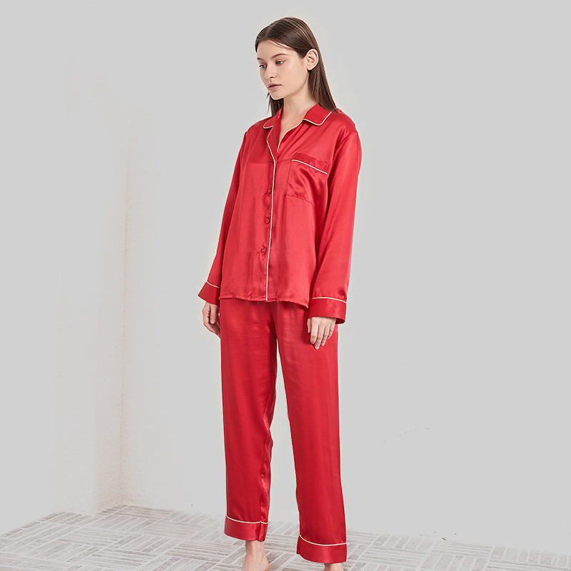 Butterfly Embroidered Silk Pajamas Set for Women