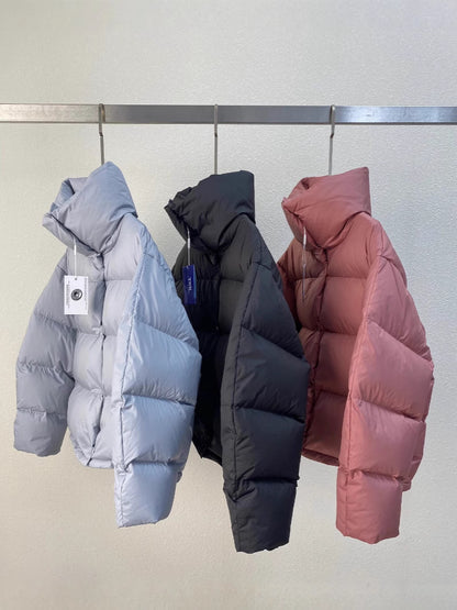 Down Jacket with Funnel Collar