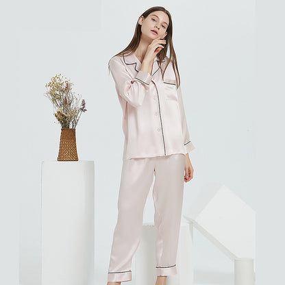 Butterfly Embroidered Silk Pajamas Set for Women