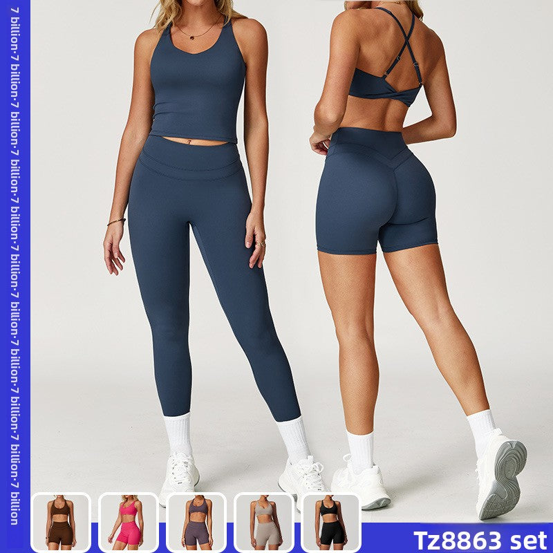 Rugged tight-fitting back yoga set