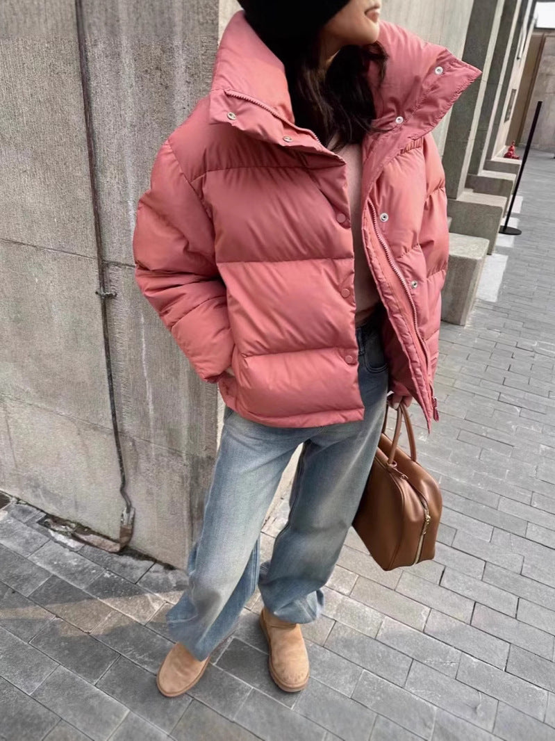 Down Jacket with Funnel Collar